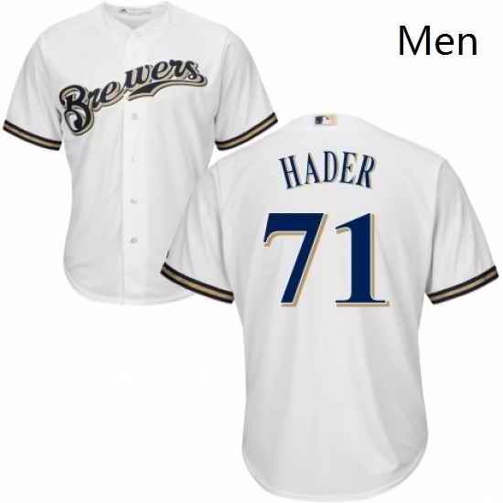 Mens Majestic Milwaukee Brewers 71 Josh Hader Replica Navy Blue Alternate Cool Base MLB Jersey